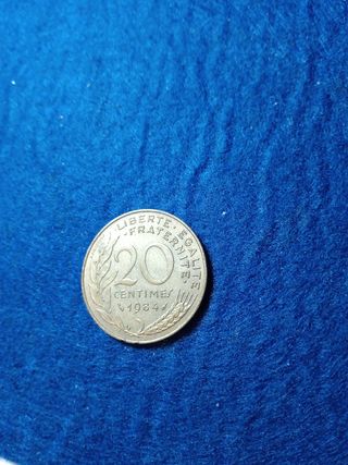Moneda 20 céntimos franceses 1984