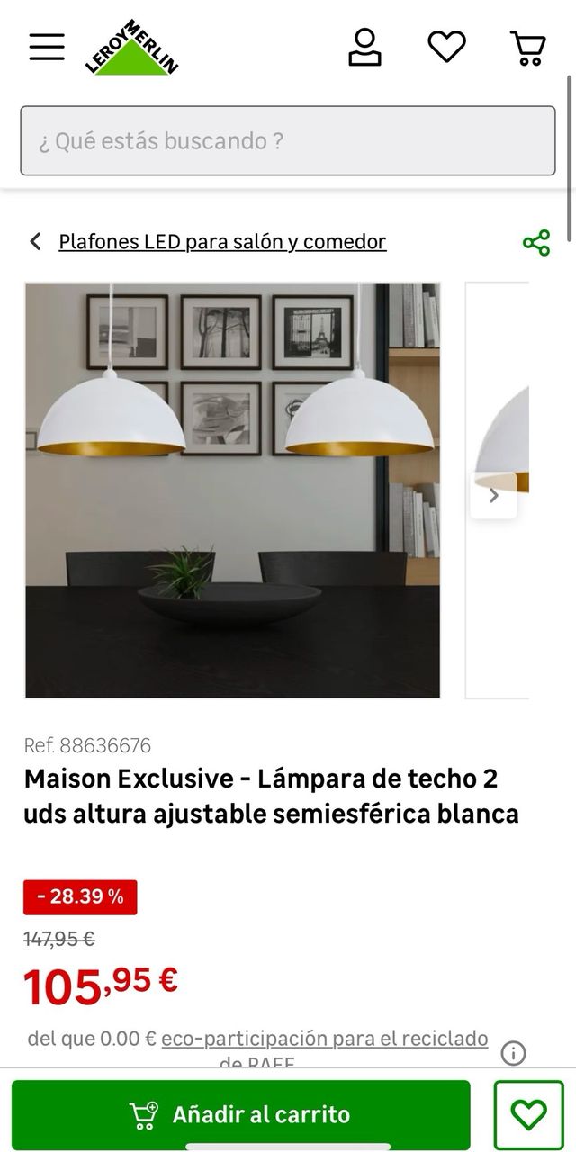 Pack 2 Luces Techo Colgantes Semicircular. Nuevo