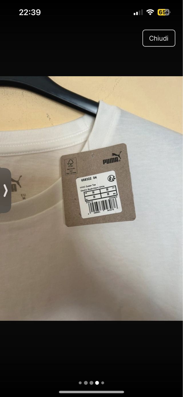 Maglia T shirt bianca in cotone Puma