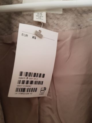 Abrigo lana nuevo con etiquetas t. XS H&M,