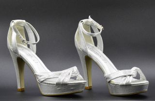 Zapatos de Fiesta Plateados de tacon alto talla 40
