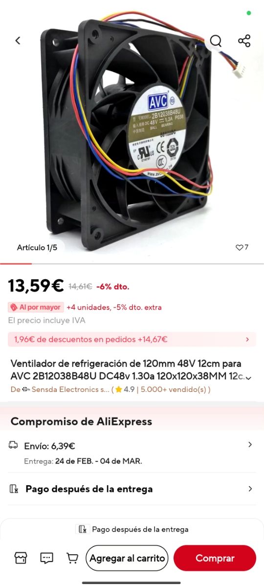Ventilador 120mm 48v