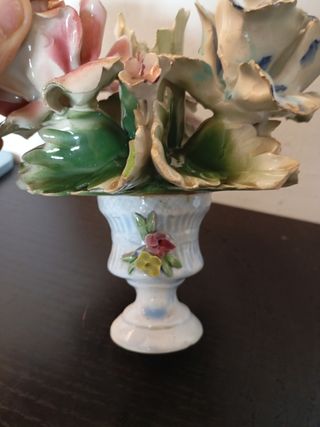 candeliere fiori capodimonte bisquit portacandele