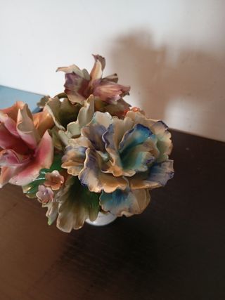 candeliere fiori capodimonte bisquit portacandele