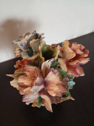 candeliere fiori capodimonte bisquit portacandele