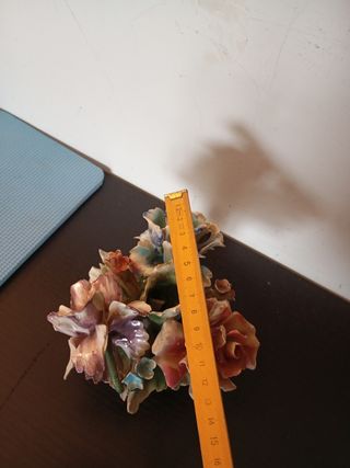 candeliere fiori capodimonte bisquit portacandele