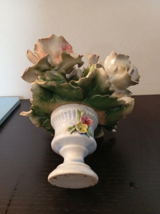 candeliere fiori capodimonte bisquit portacandele