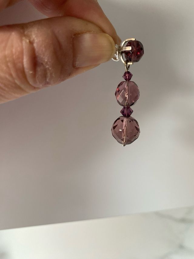 Pendientes antiguos plata y cristal años 70