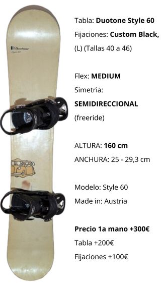 Tablas Snowboard 160 cm con Fijaciones - Duotone
