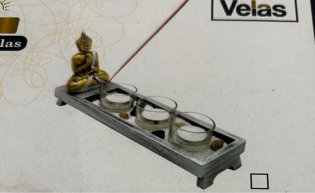 Buda dorado  porta velas y soperte incienso