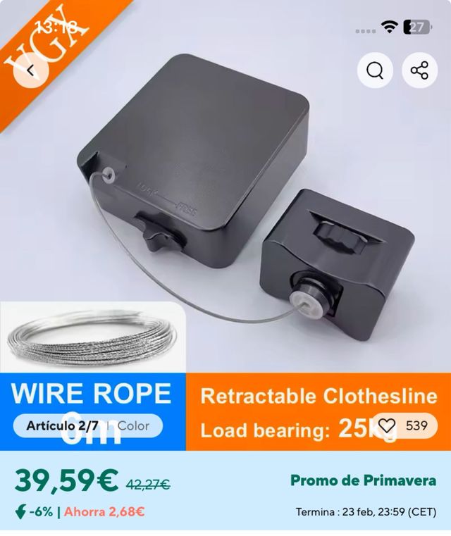 Tendedero extensible 6m