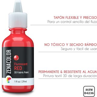 Set pintura textil 3D Zenacolor 24 colores Nuevo