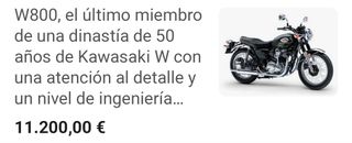 KAWASAKI W 800 2016 edición especial en negro.