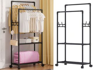 Appendiabiti con 4 ganci e ripiani 60cmx169