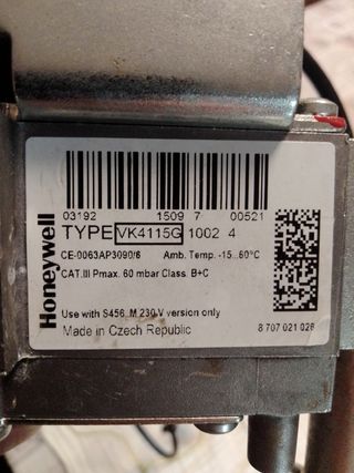 Válvula de gas para caldera