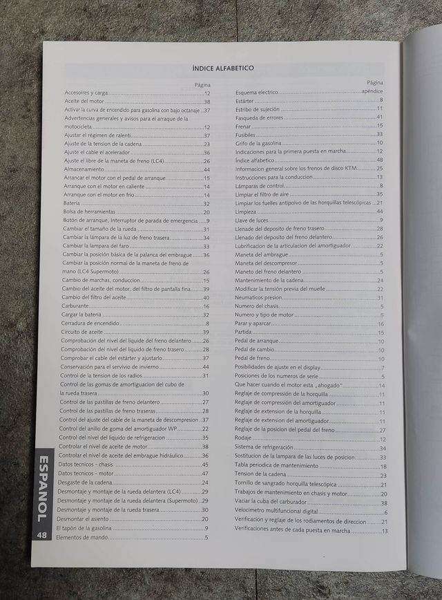 Catálogo Moto KTM 640LC4 ENDURO  -original-