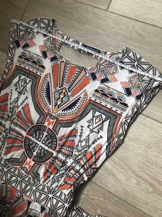 Abito mini fantasia senza manica arancione