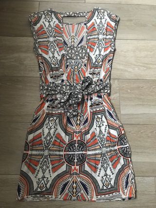 Abito mini fantasia senza manica arancione