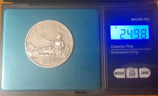Moneda 5 pesetas Plata 1870 * 70