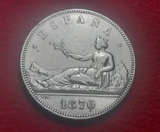 Moneda 5 pesetas Plata 1870 * 70