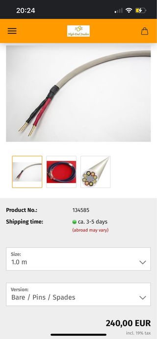 Cable de altavoz HiEnd Straight Wire OCTAVE II 