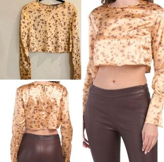 Blusa en satín, crop top. Zara. NUEVA.