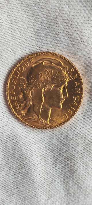 Moneda de oro 20  francos 1908