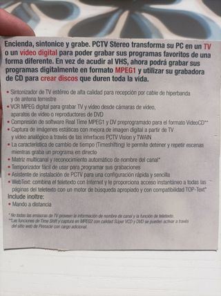 Tarjeta PCTV para ordenador marca PINNACLE