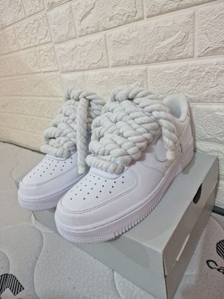 Air force1 blanco, cordones gruesas 