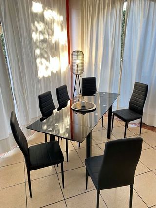 NUEVO: Mesa de Cristal Extensible 170cm + 6 Sillas