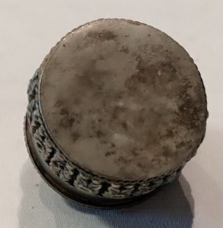 Porta pillole placcata argento e vetro 