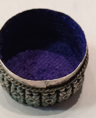 Porta pillole placcata argento e vetro 