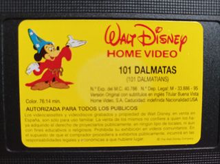 VHS 101 Dálmatas Walt Disney.