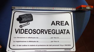 Cartello segnaletico plastica Area Videosorvegliat