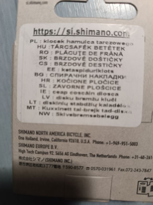 Pastillas freno disco Shimano Nuevo