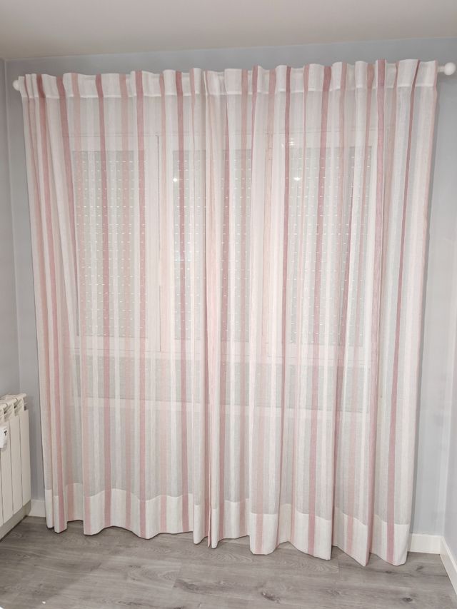 Cortinas rayas rosas