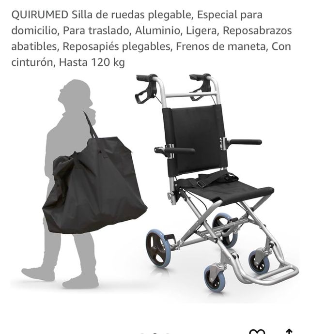 Silla plegable de traslado personas 120 kilos