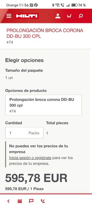 Hilti prolongador DD-BU  coronas
