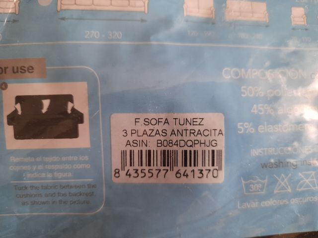 Funda antracita tresillo Martina Home 