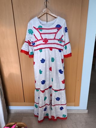 Vestido  algodón bordados, para disfraz Halloween