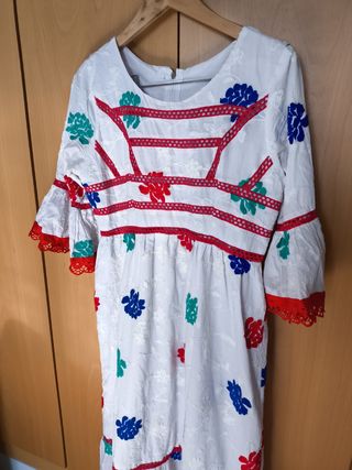 Vestido  algodón bordados, para disfraz Halloween