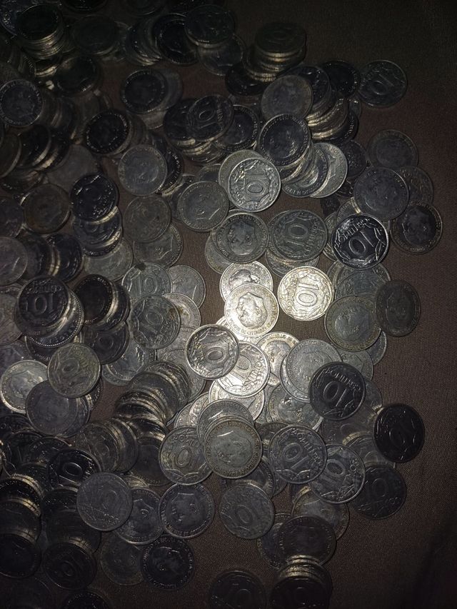 Monedas de 10 céntimos de peseta de los