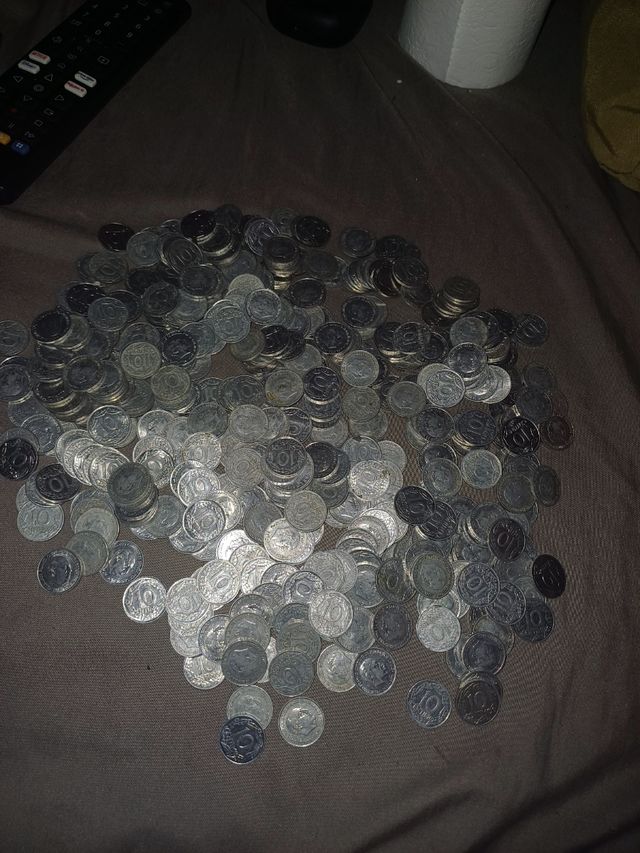 Monedas de 10 céntimos de peseta de los