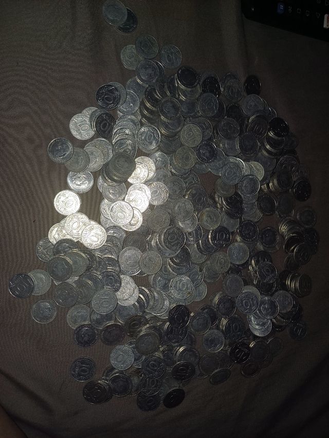 Monedas de 10 céntimos de peseta de los