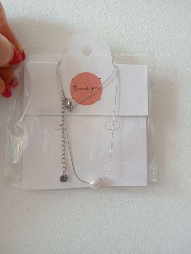 Colgante acero plateado perla