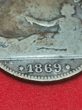 MONEDA UNA PESETA GOBIERNO PROVISIONAL 1869