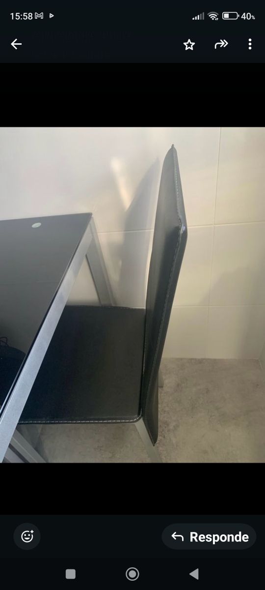 Mesa cristal negro y cuatro sillas