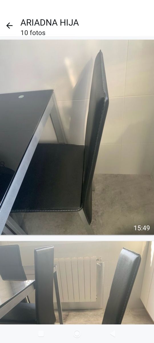 Mesa cristal negro y cuatro sillas