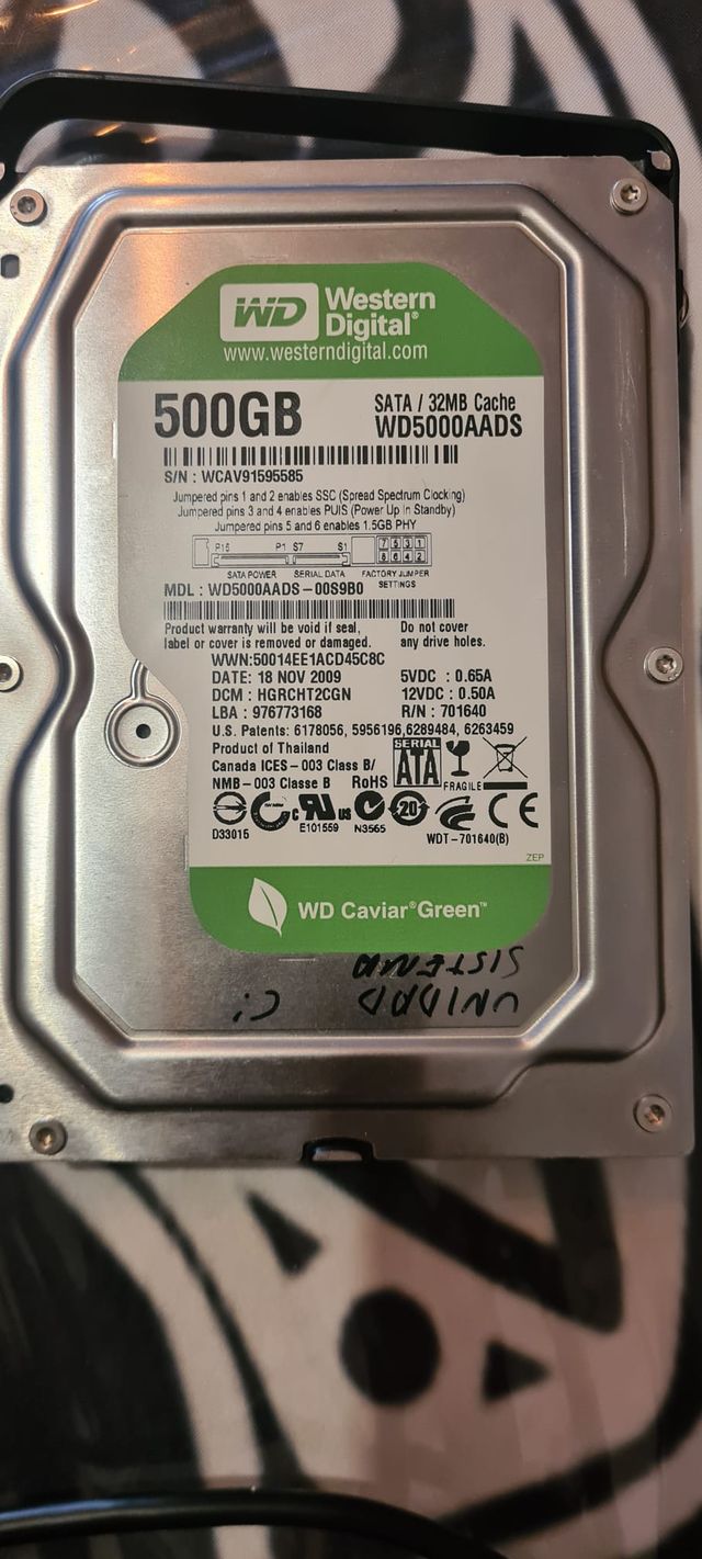 Disco duro Western Digital SATA 500GB