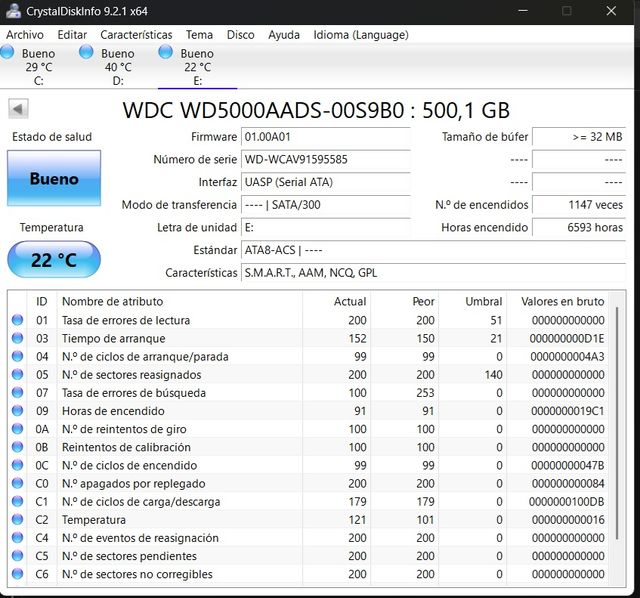 Disco duro Western Digital SATA 500GB